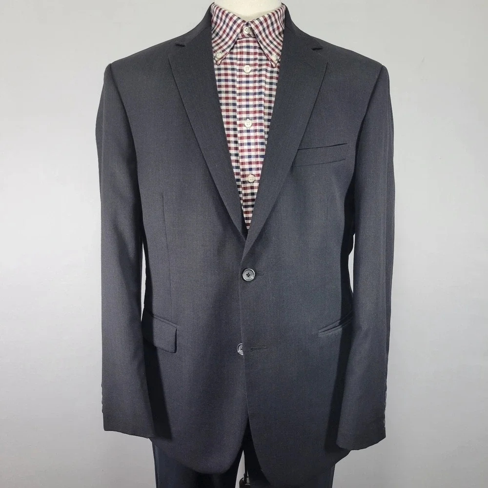 Pronto Uomo Platinum Men's Sport Coat Blazer Two Button Charcoal Gray 44R Wool